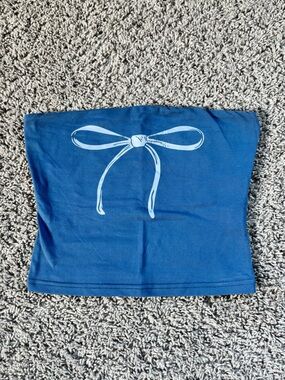 TikTok Blue tube top Bow-Print
